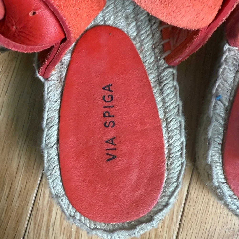 Via Spiga Espadrille Sandals ‎ Suede Ankle Strap -Orange size 8M
